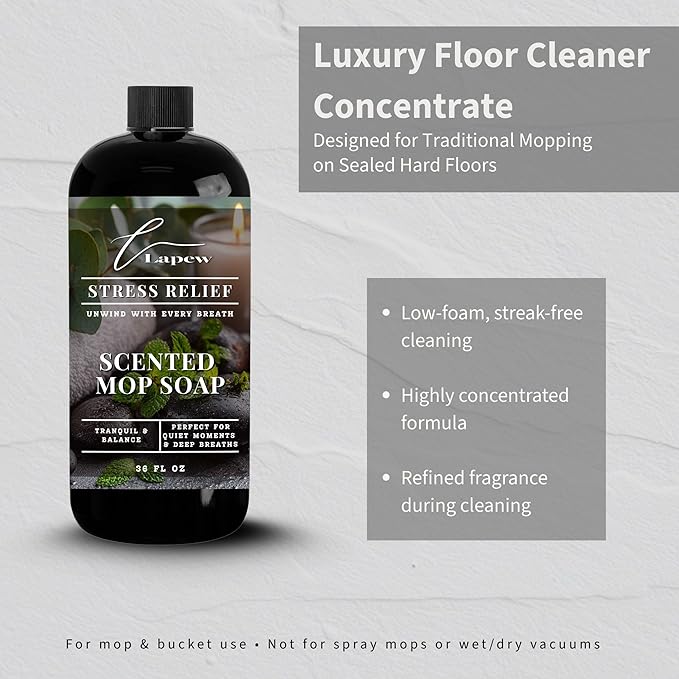 Luxury Floor Cleaner, Scented Mop Soap Concentrate | Hard Floor Cleaner for Tile, Vinyl, Laminate, LVP & Sealed Hardwood | Low-Foam, Streak-Free | 36 oz | Stress Relief