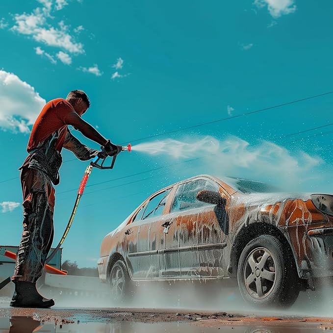 100 FT Pressure Washer Hose with 3/8" Quick Connect, 4000 PSI Kink Resistant High Tensile Wire Power Washer Hose
