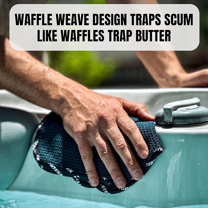 TUBTEK Microfiber Hot Tub Surface Cleaner Towels (3 Pack) – Hot Tub Cover Cleaner & Shell Scrubber – Spa Scum Remover & Cleaning Tools, 100% Scratch-Free