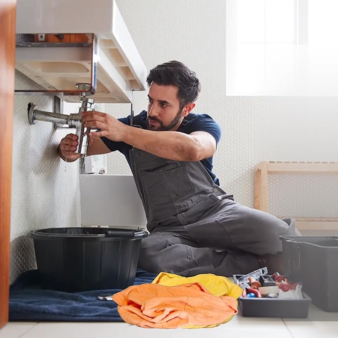 Premium Color Knit Cleaning Cloths (25 lbs. Compressed Box) Cotton T-Shirt Shop Rags Bulk for Workshops, Mechanics, Painters, and Home Use, Multipurpose Washable Reusable Rags