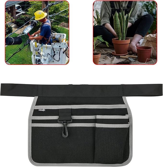 Cosmos Waist Tool Bag Tool Belt Hand Tools Organizer Adjustable Waist Belt Pouch Bag with Hooks for Handy Tools Storage