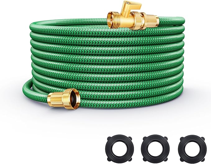 Garden Hose 50ft Non-Expandable, Leakproof Water Hose Kink Free Wear-resistant, Portable Waterhose with Durable Fabric Skin, Flexible Hose Pipe for Gardening, Cleaning, Easy to Store