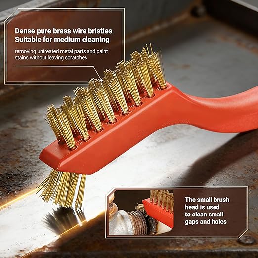 12 Pieces Brass Brush Set, Brass bristles for Cleaning Welding Slag and Rust,Scratch Brush with Mini Head & Hanging Hole for Everyday Cleaning