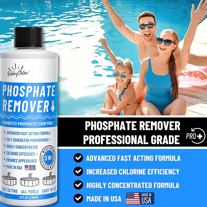 Phosphate Remover - Pool Chemicals, Pool Phosphate Remover, Pool Chemicals For Inground Pools & Above Ground Swimming Pools, Perfect for Pool Openings to Make Your Pool Phosphate Free 32oz