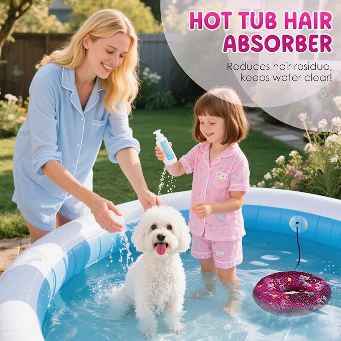 Hot-Tub-Scum-Absorber Doughnut Oil-Absorbing-Spa-Sponge-Hot-Tub-Floating-Sponge Pool-Cleaning-Sponge Hot-Tub-Scum-Bug-Reusable Keep Water Cleaner-Hot-Tub-Spa-Accessories for Adults Kids 2-Pack