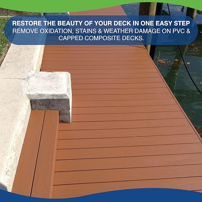 E2 PVC Deck Revitalizer - PVC Color Restorer. Rejuvenates Your Deck & Removes Stains & Scuffs. The E2 Bundle Contains What You Need to Clean & Restore Original Color to PVCs & Decks