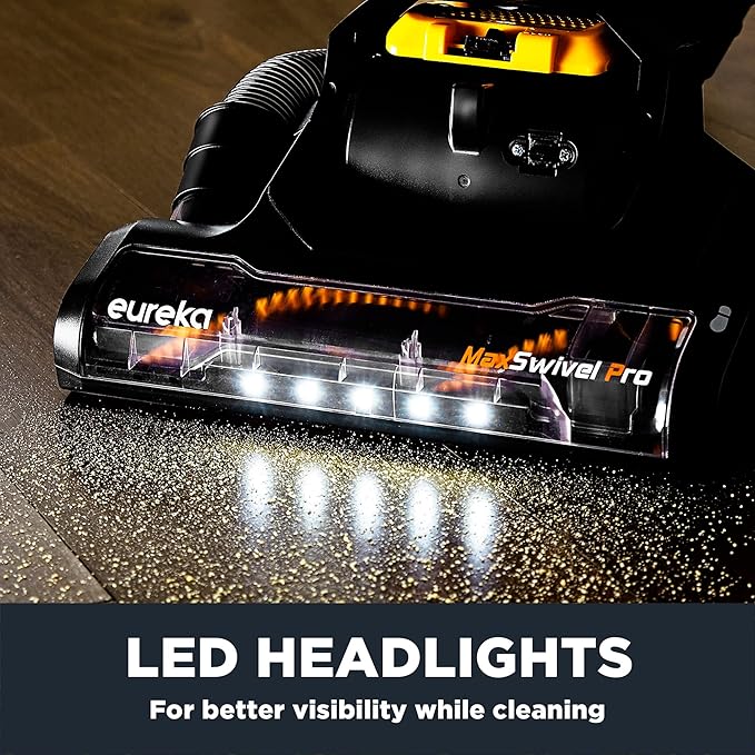 Eureka Powerful Upright Vacuum Cleaner for Home Pet Hair, Lightweight Household Upright Vacuum for Carpet and Hard Floor, MaxSwivel Pro NEU350 with Pet Tool, Yellow