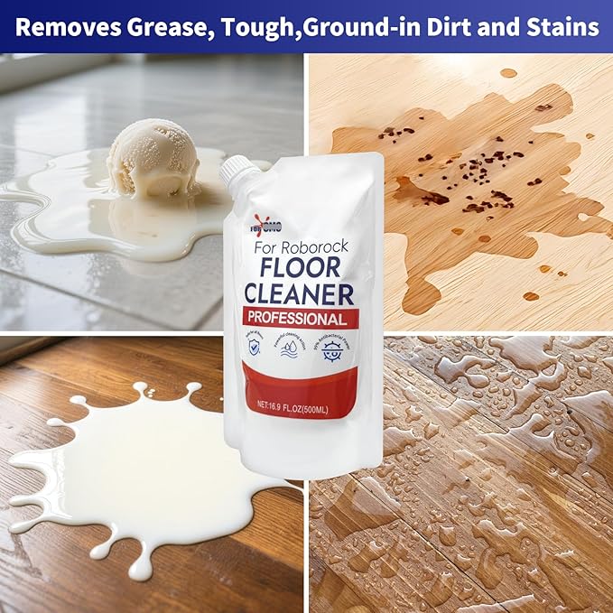 Floor Cleaning Solution 1 bags Refill, Fresh Scent, Compatible with Roborock Series & All Robot Vacuums, Eco-Safe, Streak-Free Formula for Hard Floors, Pet & Kid Friendly
