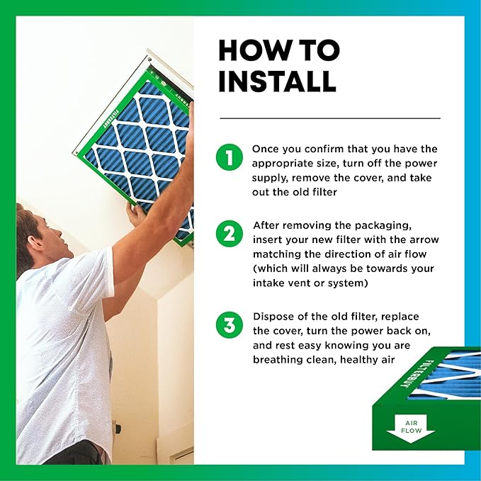 Filterbuy 20x21x1 Air Filter MERV 13 Optimal Smoke & Allergy Defense (6-Pack), Electrostatic Pleated HVAC AC Furnace Filters Replacement, Made in USA (Actual Size: 19.50 x 20.50 x 0.75)