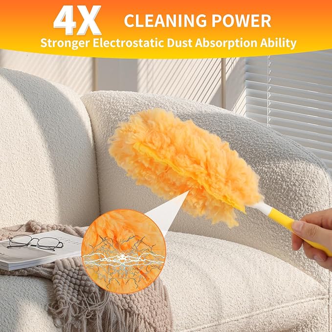 30 Pack Dusters Refill Compatible with Swiffer Dusters for Cleaning, with 1 Handle, Multisurface 360° Dusters with 4X Microfibers, Disposable Heavy Duty Duster Refills, Helps Remove Allergens