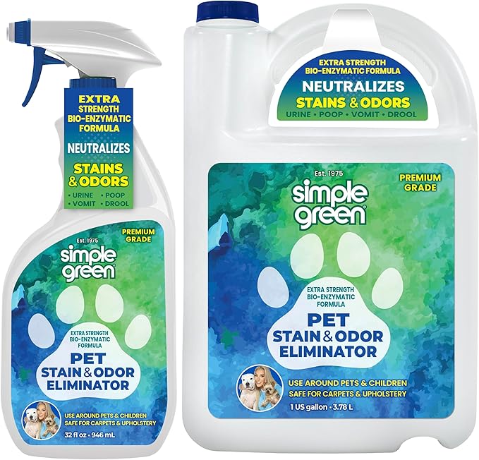 Simple Green Pet Stain and Odor Eliminator 32 oz Spray & 1 Gal Refill