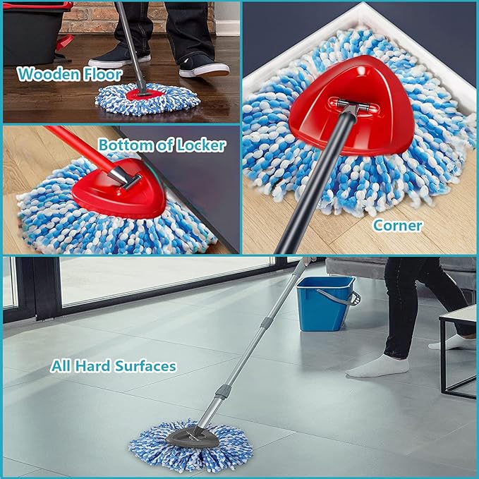 Spin Mop Replacement Head Compatible with O-Ceda 2-Tank Dual System RinseClean Microfiber Spin mop Refill for O Ceda Mop Replace Head (3 Pack)