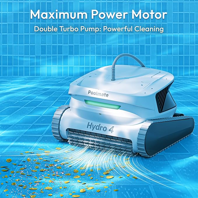 Robotic Pool Cleaner, Pool Vacuum Cleaner with Dual Inlet for Above/In ground Pools up to 1,614 Sq.ft, 210 Mins Runtime, Wall/Floor Cleaning, Waterline Tech, Smart Navigation, APP/Cloud Control