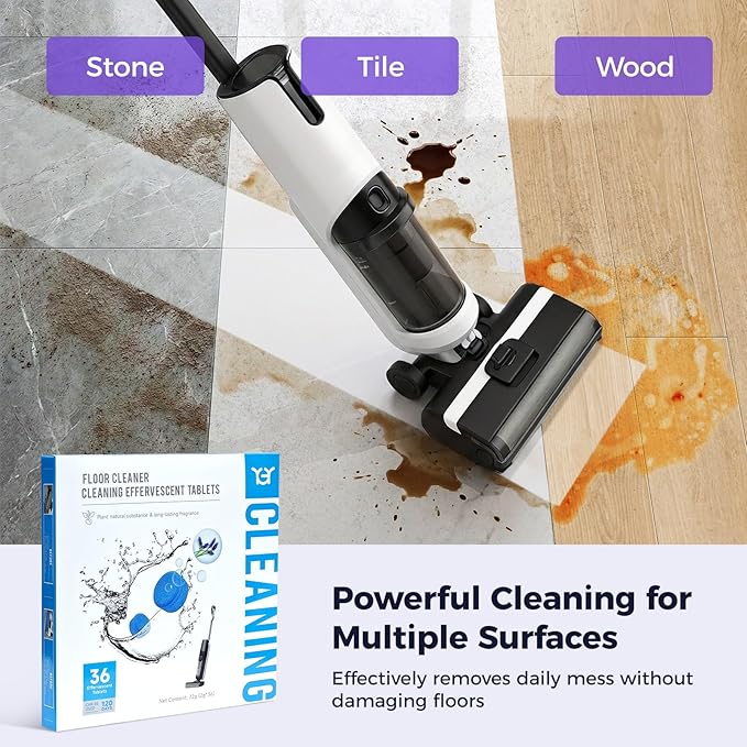 YGY 36 Pack lavender Scent Floor Cleaner, Deodorizes and Deep Cleans for Multiple Hard Floors, Lavender Scent, Compitable with Tineco Vacuum Mop, Cleaning Solution-36 Tablets