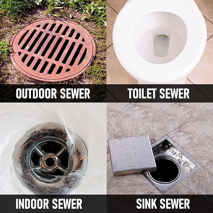 Hourleey Sewer Jetter Kit for Pressure Washer 150FT, Drain Cleaner Hose 1/4 Inch NPT, Orifice 4.0 Button Nose and Rotating Sewer Jetting Nozzle Spanner Tape Pearl Corsage Pin, 4000 PSI