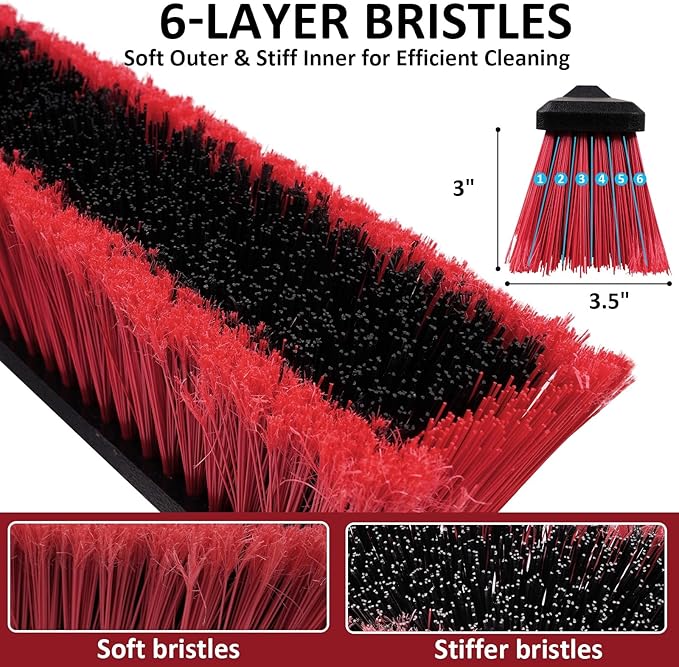 18” Push Broom with 70” Adjustable Handle - Heavy Duty Outdoor Broom for Shop, Garage, Patio, Driveway, Yard & Deck Cleaning