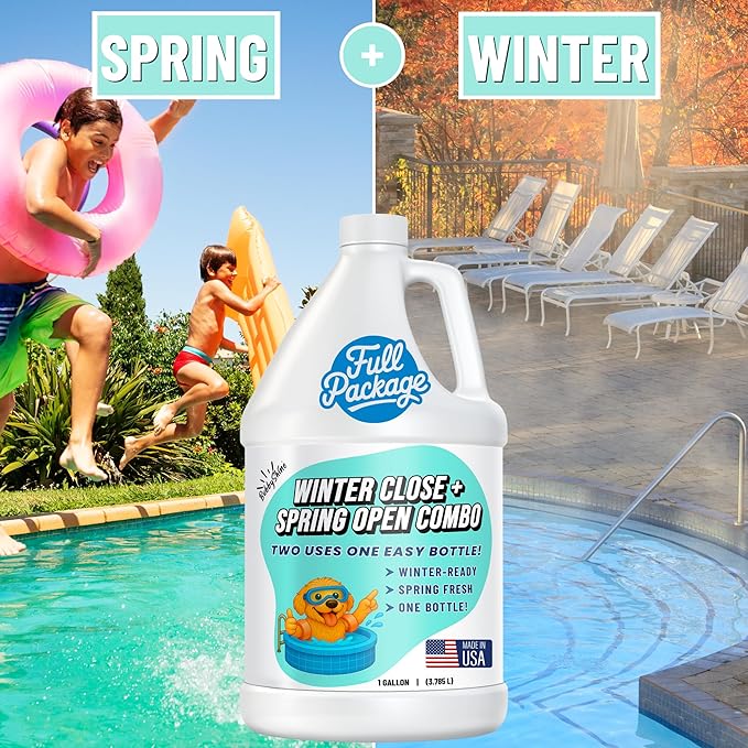 Pool Closing Kit – Winterizing Formula for Above-Ground & In-Ground Pools | Liquid All-in-One Treatment + Spring Opening Support (1 Gallon), Winterizing Kit, Pool Start-Up, Pool Chemicals