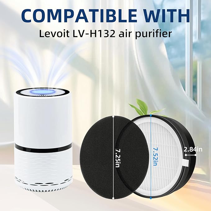APPLIANCEMATES LV-H132 Replacement Filter for LEVOIT LV-H132 Air Purifier, 3-in-1 H13 True HEPA Filter Replacement Part LV-H132-RF, 3 Pack