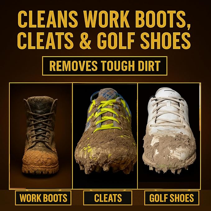 Heavy-Duty Boot & Cleat Brush – Tough Bristle Scrubber for Muddy Boots, Football Cleats & Golf Shoes – Rugged Cleaning Tool for Soles, Treads & Outsoles – Wood Handle, Outdoor-Ready