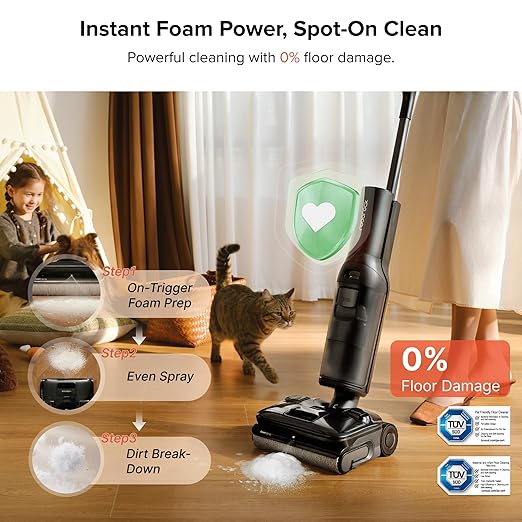 roborock F25 ACE Pro Foam Wet Dry Vacuum Cleaner, Cordless Vacuum Mop, 25000Pa Foam Spray Mop, 203°F Self-Cleaning Hard Floor Cleaner Machine for Tile Hardwood Floor Gentle Cleaning, 180° Lie Flat