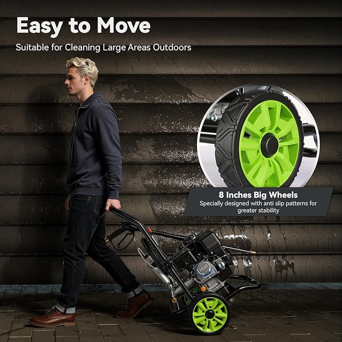 4200PSI Gas Pressure Washer 4.0GPM Gas Power Washer 212CC Gas Powered Washing Machine Commercial High Pressure Washer with 25ft Hose&5 Nozzles for Patio Garden Yard Vehicle,EPA/CARB/ETL (Black)