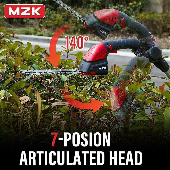 MZK 2-in-1 20V Pole Mini Hedge Trimmer & Grass Shear, 13ft Reach, Electric Hedge Trimmer with Extension Pole, Multi-Angle(Batteries and Charger Included)