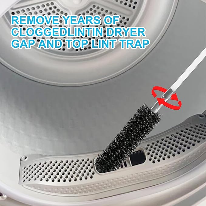 15 Feet Dryer Vent Cleaner Kit, Multi-purpose Lint Remover with 6” Chimney Brush Head, Flexible Nylon Rod Extends to 15ft Duct Cleaning Brush For Dryer, Air Duct, Fireplaces, Washing machine