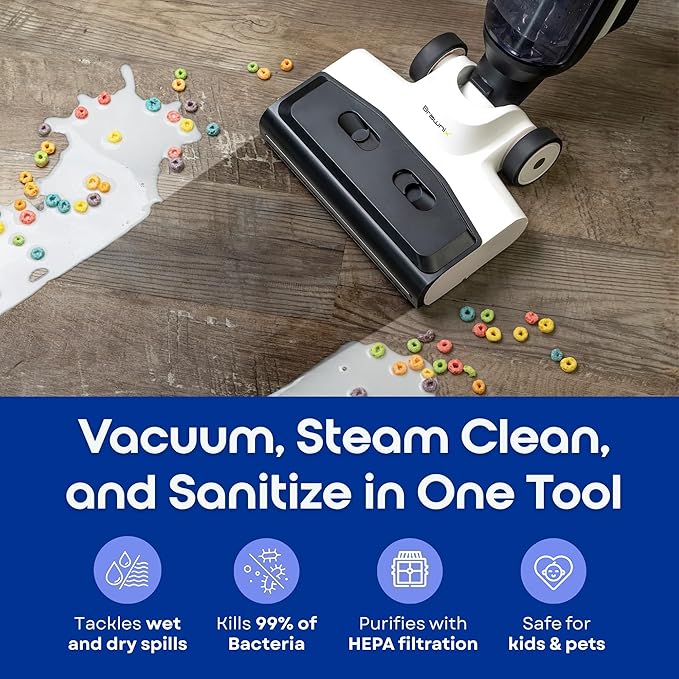 Wet Dry Vacuum and Mop for Hard Floors | Digital Display | Great for Sticky Messes, Pet Hair, Picks Up Debris & Deep Scrubs | Self Cleaning | Vacuum Cleaner for Hard Floors and Area Rugs