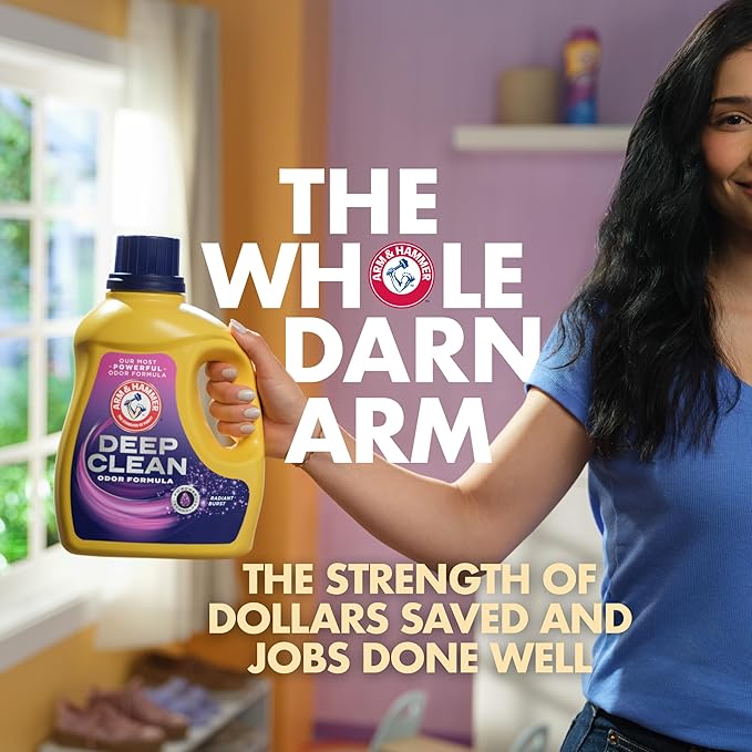 ARM & HAMMER™ Deep Clean Odor Formula Liquid Laundry Detergent, Laundry Odor Remover, Radiant Burst Scent, 150 Fl Oz, 100 Loads