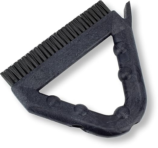 SPARTA Plastic Commercial Grout Brush, Triangle-Shaped Scrub Brush with Scraper and Two Threaded Holes for Attaching Handle (Sold Separately), 9 x 7 x 7 Inches, Black