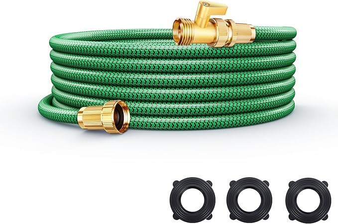 Non-Expandable Garden Hose 25ft, Flexible Water Hose with High-Density Fabric & Leak-Proof Metal Interface, Kink Resistant Wearproof Water Pipe for Gardening, Car Wash, Lawn, Yard