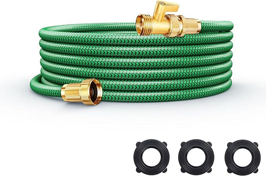 Non-Expandable Garden Hose 25ft, Flexible Water Hose with High-Density Fabric & Leak-Proof Metal Interface, Kink Resistant Wearproof Water Pipe for Gardening, Car Wash, Lawn, Yard