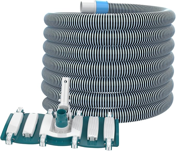 POOLWHALE Professional 1-1/2-Inch x 36-Feet Swimming Pool Vacuum Hoses and Weighted Rotatable Handle Vacuum Head with Wheels, Perfect for Above Ground and Inground Pools