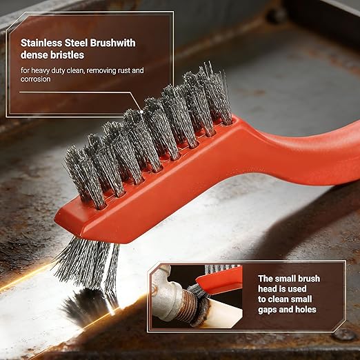 6 Pieces Stainless Steel Wire Brush Set, Stainless Steel Bristles for Cleaning Welding Slag and Rust,Scratch Brush with Mini Head & Hanging Hole for Everyday Cleaning
