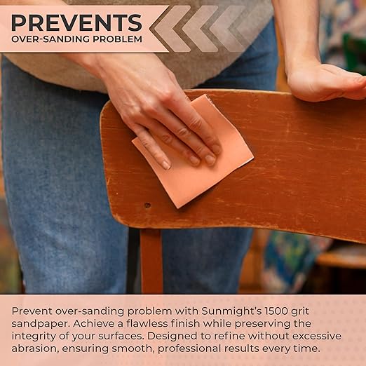 Sunmight 1500G Grip 25 Flexible Sanding Sheets - Premium Aluminum Oxide - Flexible Sandpaper Film Backing - Ceramic Alumina Grit - Sandpaper for Wood, Metal, Plastic & Automotive