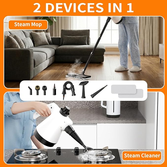 Steam Mop, Detachable Steam Cleaner 16-in-1 Lightweight Handheld Steamer for Hardwood Floors, Home, Tile, Furniture, Clothes, Windows Cleaning