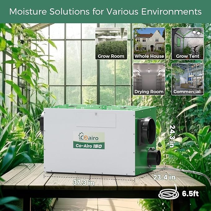 Whole House Dehumidifier with Controller, 280 Pint with Fresh Air Function, Crawl Space Dehumidifier with Drain Hose Up to 3500 sq. ft. for Grow Tent, Whole House, Commercial, Basement