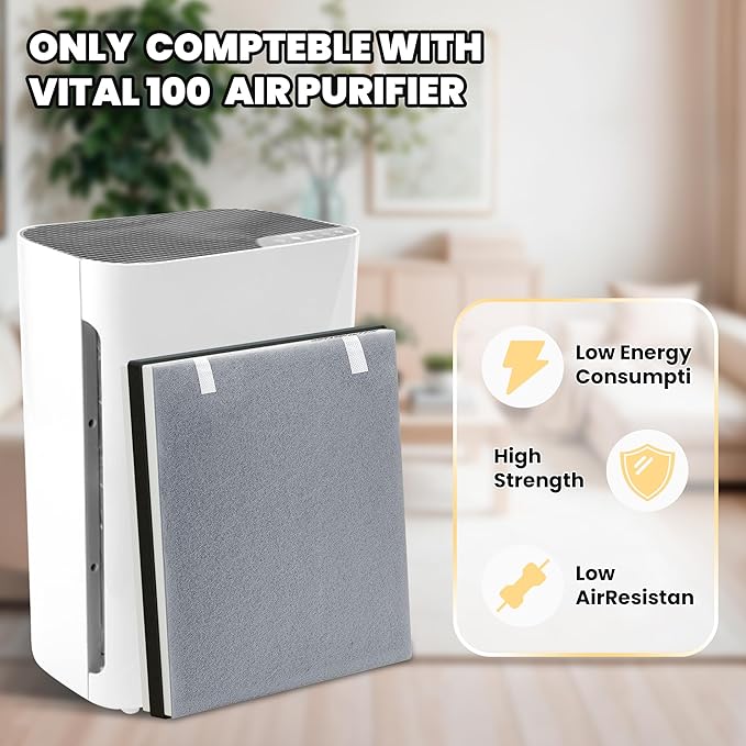 Vital 100 Replacement Filter for LEVOIT Air Purifier, 3-in-1 Pre, H13 High-Efficiency Activated Carbon Filtration System, Replace Part # Vital 100-RF, Pack of 3, By Improvedhand