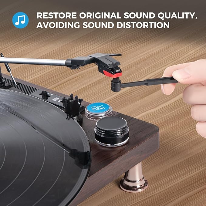 Click Clean 8 in 1 Vinyl Record Cleaning Kit - Velvet Cleaning Brush,Stylus Brush,0.21 oz Turntable Needle Cleaning Gel,2.1oz Cleaning Fluid,Mini-Microfiber Brush,Air Blower,Microfiber Cleaning Cloth