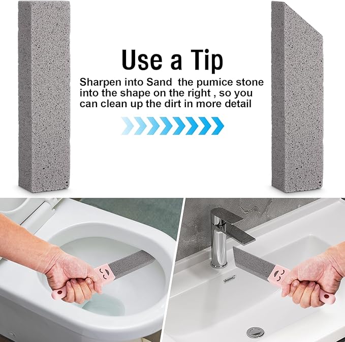 Navona 10 Pack Pumice Stone Scouring Sticks with 2 Universal Handles, Grey Pumice Stone Cleaner for Cleaning Toilets, Bathrooms, Kitchens, Spas and Pools