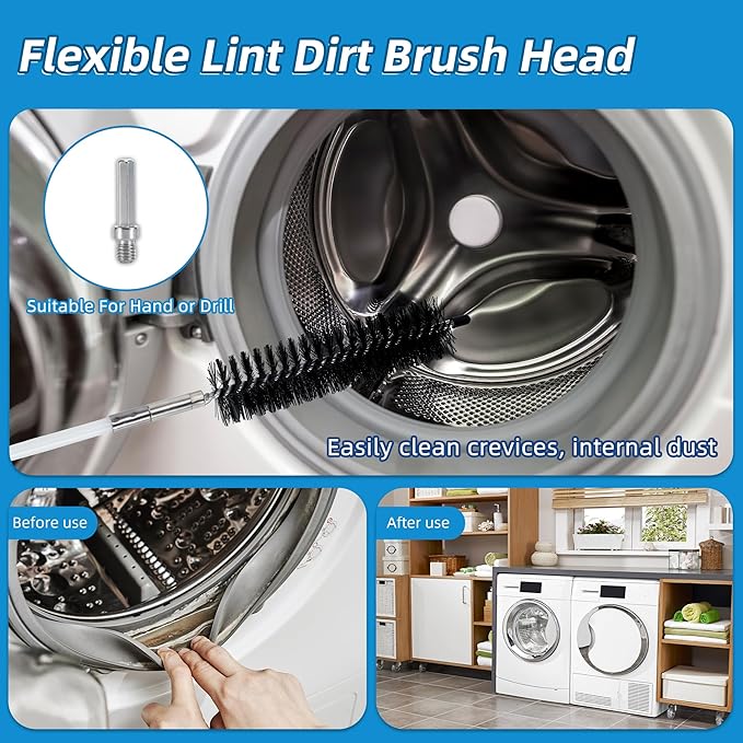 30 Feet Dryer Vent Cleaning Brush Kit, Multi-Scene Durability Chimney Brush with Flexible Nylon Rod, Multi-Purpose lint Cleaning Brush for Drill,Chimneys, fireplaces, Ventilation ducts
