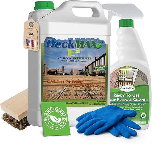 E2 PVC Deck Revitalizer - PVC Color Restorer. Rejuvenates Your Deck & Removes Stains & Scuffs. The E2 Bundle Contains What You Need to Clean & Restore Original Color to PVCs & Decks