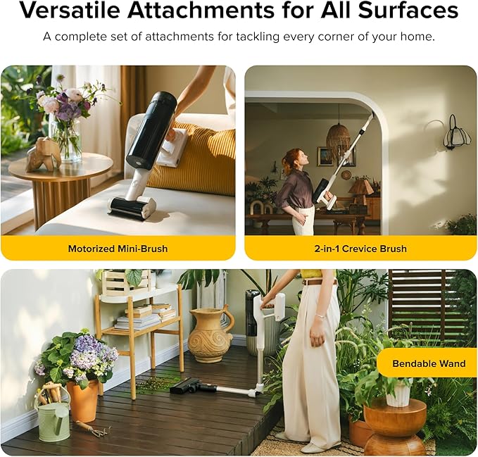 roborock H60 Pro Cordless Stick Vacuum Cleaner, 170AW Suction Power, 80-Min Runtime, 90° Bendable Tube, Dust-Detecting LED, Anti-Tangle Vacuum Cleaner for Home, Carpets, Hard Floors & Pet Hair