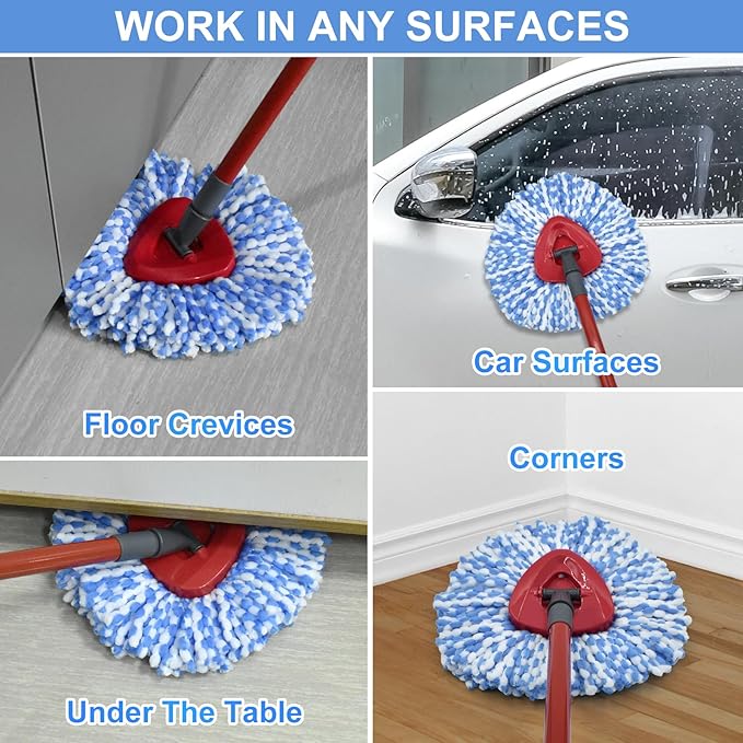 Mop Heads Replacements for Oceda Mop Replace Head RinseClean 2-Tank System, 3 Pack Spin Mop Replacement Head, Microfiber Mop Refills, Machine Washable and Deep Cleaning (NOT for 1-Tank System)