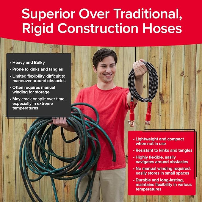 Pocket Hose Copper Head Expandable Garden Hose 25 ft with Pocket Pivot, No Tangles, AS SEEN ON TV, 360° Swivel, Tri-Tex Tubing, Force Field Jacket, Lead-Free, No-Kink, Anti-Burst w/APT