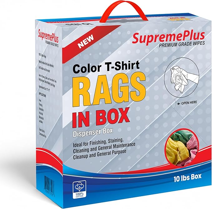 Premium Color Knit Cleaning Rags (600 lbs. Pallet 60x10 lbs. Compressed Boxes) – Shop Cloths Bulk for Workshops, Mechanics, Painters, and Home Use, Multipurpose Cotton T-Shirt Rags
