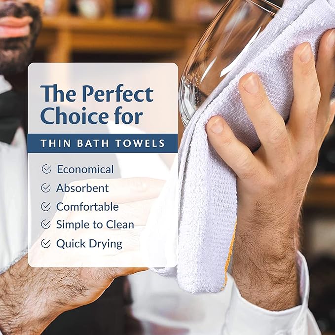 Universal Cleaning Towels, Gold Striped-White Bulk 60 Pack, 16” X 19” 100% Cotton Fully Bordered Commercial Grade Terry Weave Cloth Bar Mops for Everyday Restaurant or Home Use