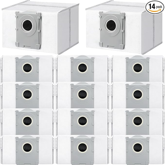 14Pcs Dust Bags,Compatible with Ecovacs Deebot X8 Pro Omni/T50 Pro Omni/T50 Max Pro Omni/T80 Omni/X9 Pro Omni/Yeedi S14 Plus Robot Vacuum,3.5L Liter Activated Carbon Vacuum Bags,Four-Layer Structure