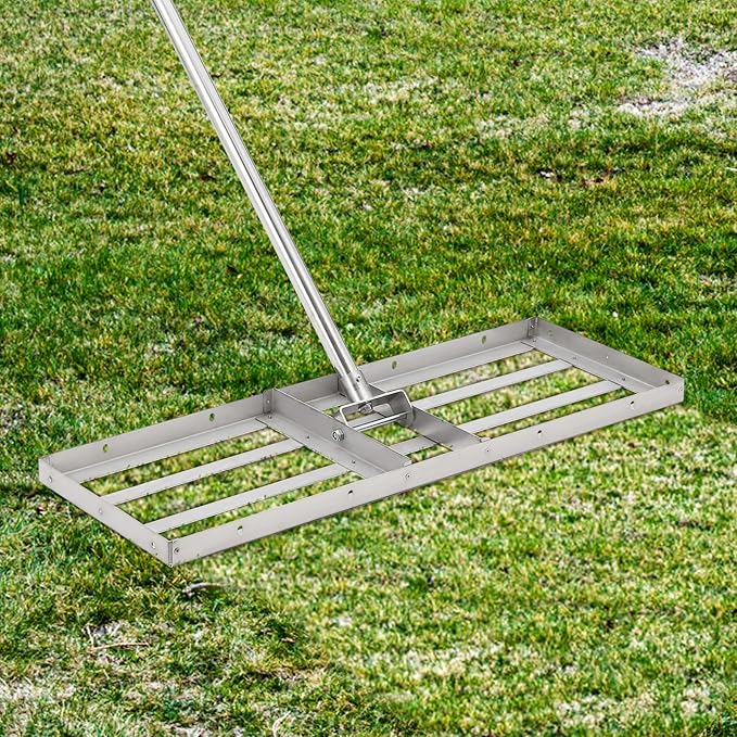 36 Inch Heavy-Duty Hand-Pushed Land Leveler with Stainless Steel Plate, Lawn Leveling Rake & Soil Tool for Leveling Garden/Yard Ground, Sand & Topdressing, Durable Leveling Equipment
