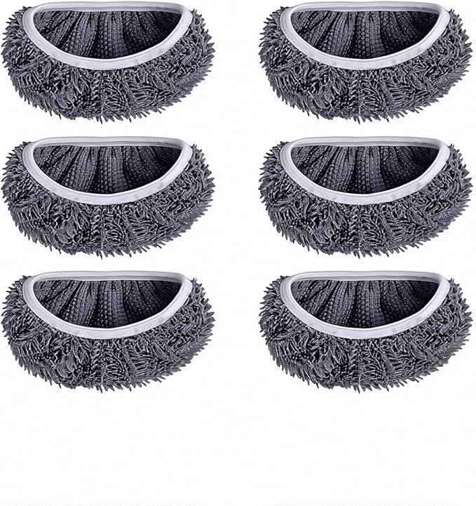 Chenille Mop Refill Pads for Home Use– Replacement Mop Heads for Floor Cleaning,Fits Most Standard Mops, for Hardwood Tile Laminate Floors (Gray 6PCS)